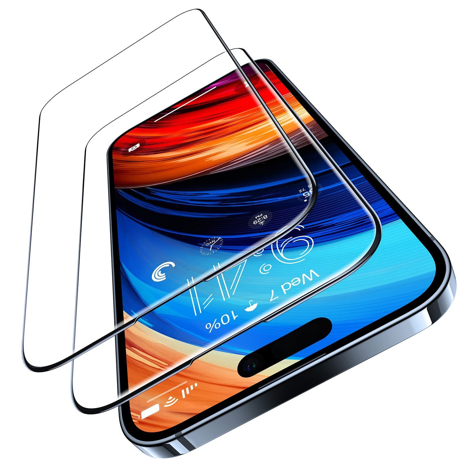 【在庫セール】iPhone14ProMax 用 用 ガラスフィルム 全面保護 ガラスフィルム「宇宙航空材料」 強化極細黒縁 9H越え 6.7インチ iPhone15Plus アイフォン15プラス・14プロマックス 用 フィルム 「米軍