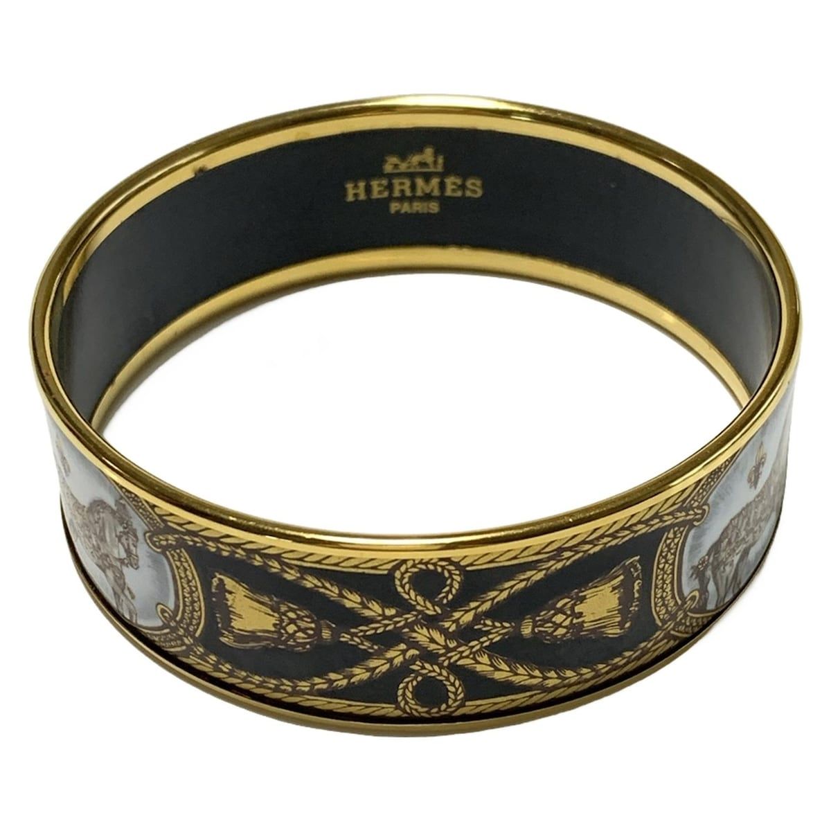 HERMES(エルメス) バングル エマイユ ゴールド×黒×マルチ