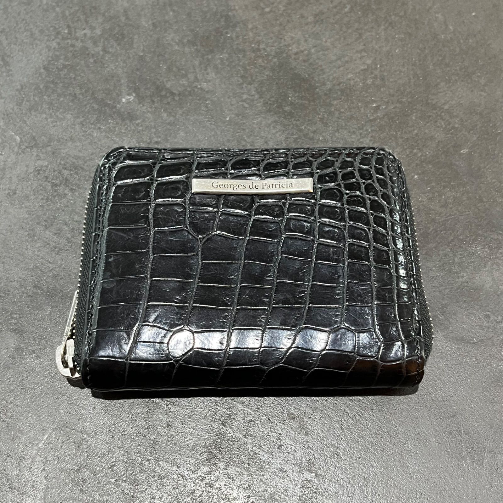 参考上代660000円 Georges de Patricia Phantom 925シルバー クロコダイル ショート ウォレット NOIR ジョルジュ ド パトリシア ブラック 98065A6