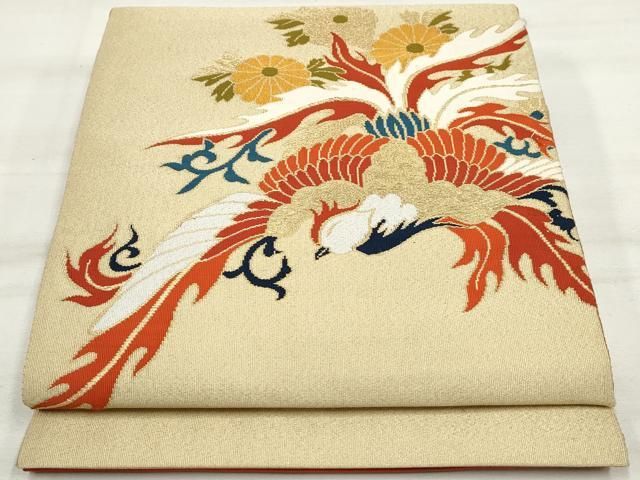 紬名古屋帯（花と鳳凰文）正絹美品 楽天市場】鳳凰 帯の通販