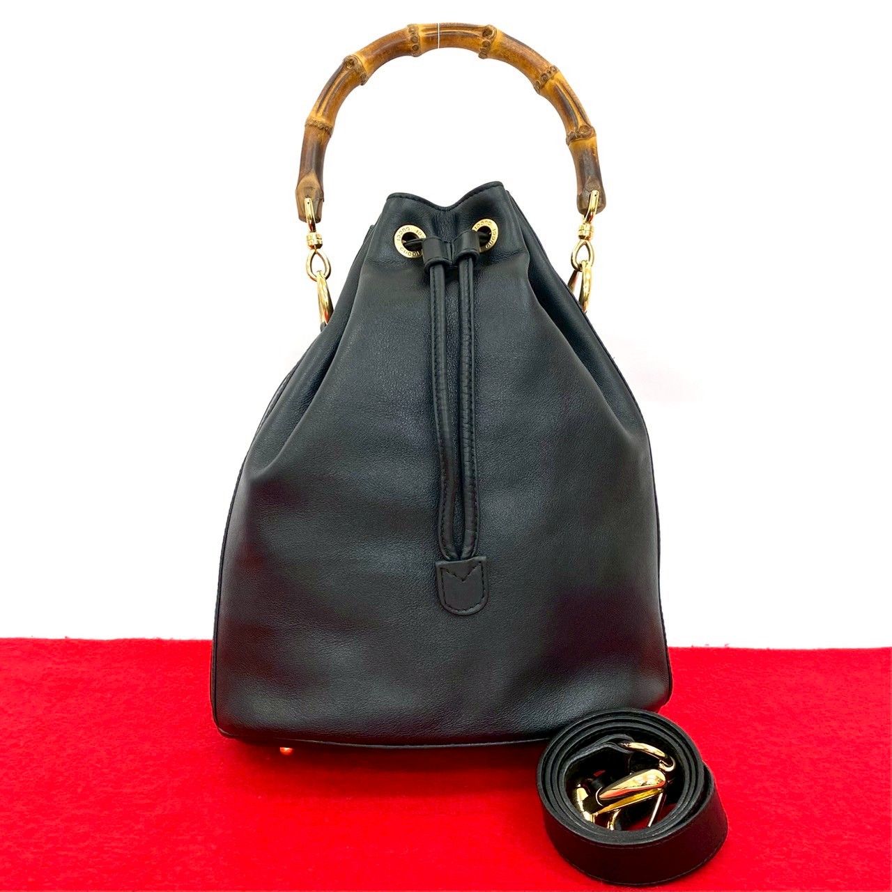 極 美品 希少品 GUCCI グッチ オールドグッチ バンブー ロゴ 金具  