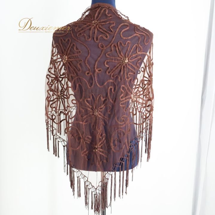 フラメンコ 衣装 シージョ 花柄刺繍 ブラウン