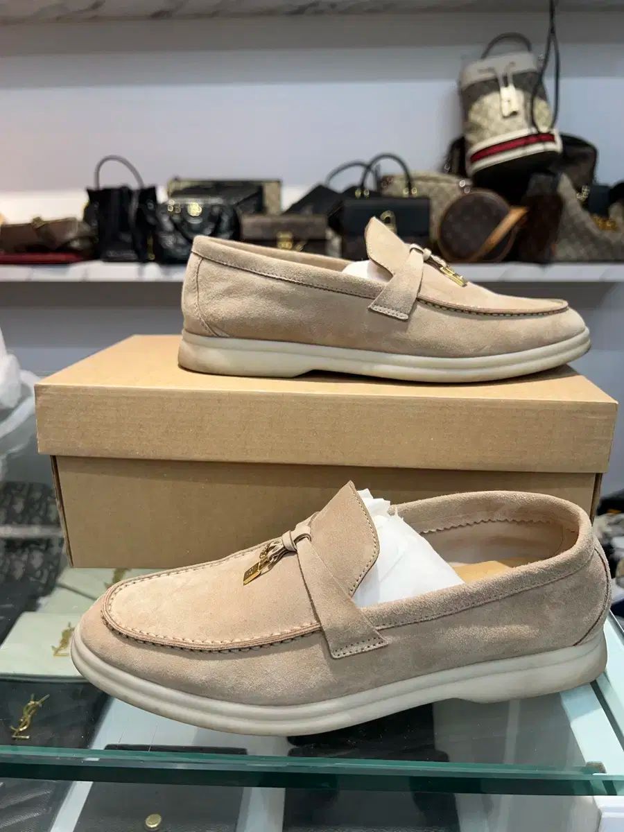 5 会議用 36 Loro Piana ロロ ピアーナ サマーウォーク サンドストーン スエード レディース ローファー