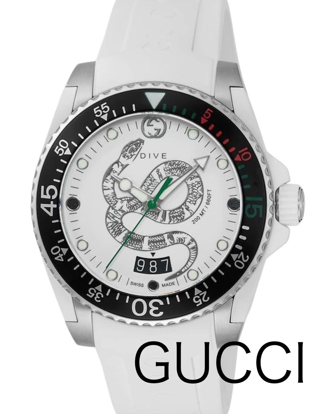 稀少 ️超COOL GUCCI グッチ ダイブ Dive Quartz White Dial 防水 腕時計