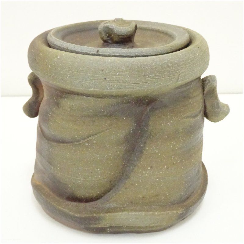 備前焼 山本出造 耳付水指 共箱 水指し 茶道 茶道具 おしゃれ 水差し 抹茶 インテリア 茶器 水器 お茶 骨董 茶会