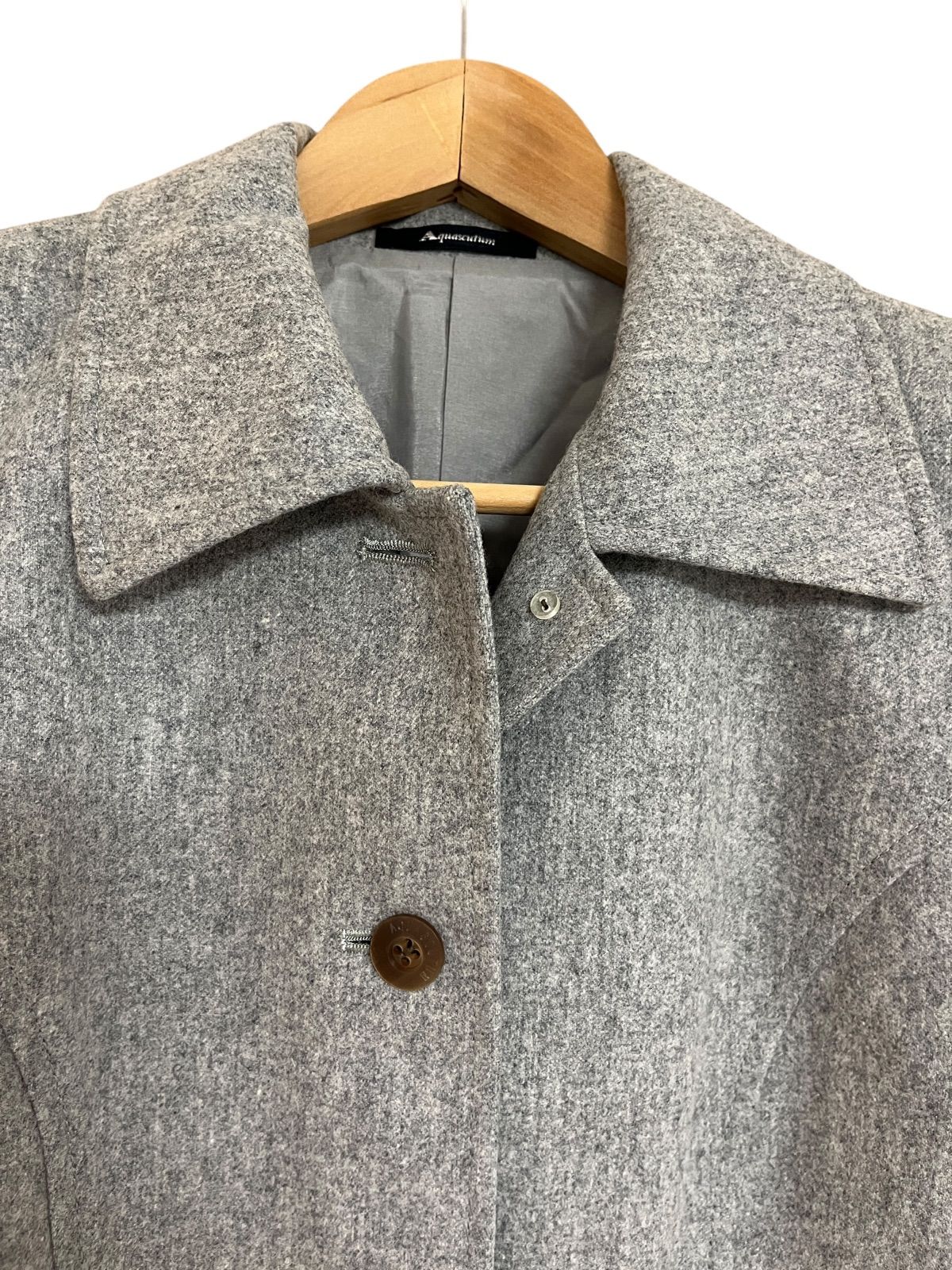 カシミヤ配合 アクアスキュータム メランジウール セットアップスーツ グレー Ｌ カシミヤ配合 アクアスキュータム メランジウール セットアップスーツ