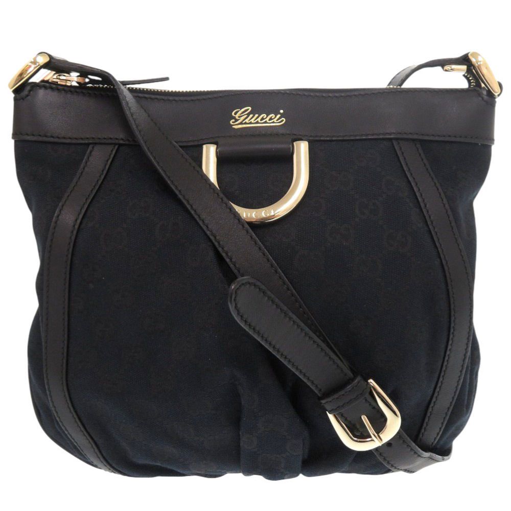 美品 グッチ アビー GGキャンバス レザー 203257 ブラック ショルダー