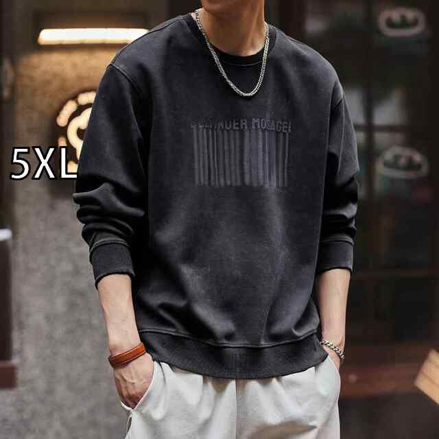 5XL]秋冬 [5XL  ]秋冬 コーデ メンズ  服 シンプル ファッション オシャレ 大人 かっこいい 大きいサイズ ストリート 紳士服  ハイエンド アメリカン レトロ ウォッシュ プリント ラウンドネック スウェ コーデ メンズ 服 シンプル ファッション オシャレ 大人