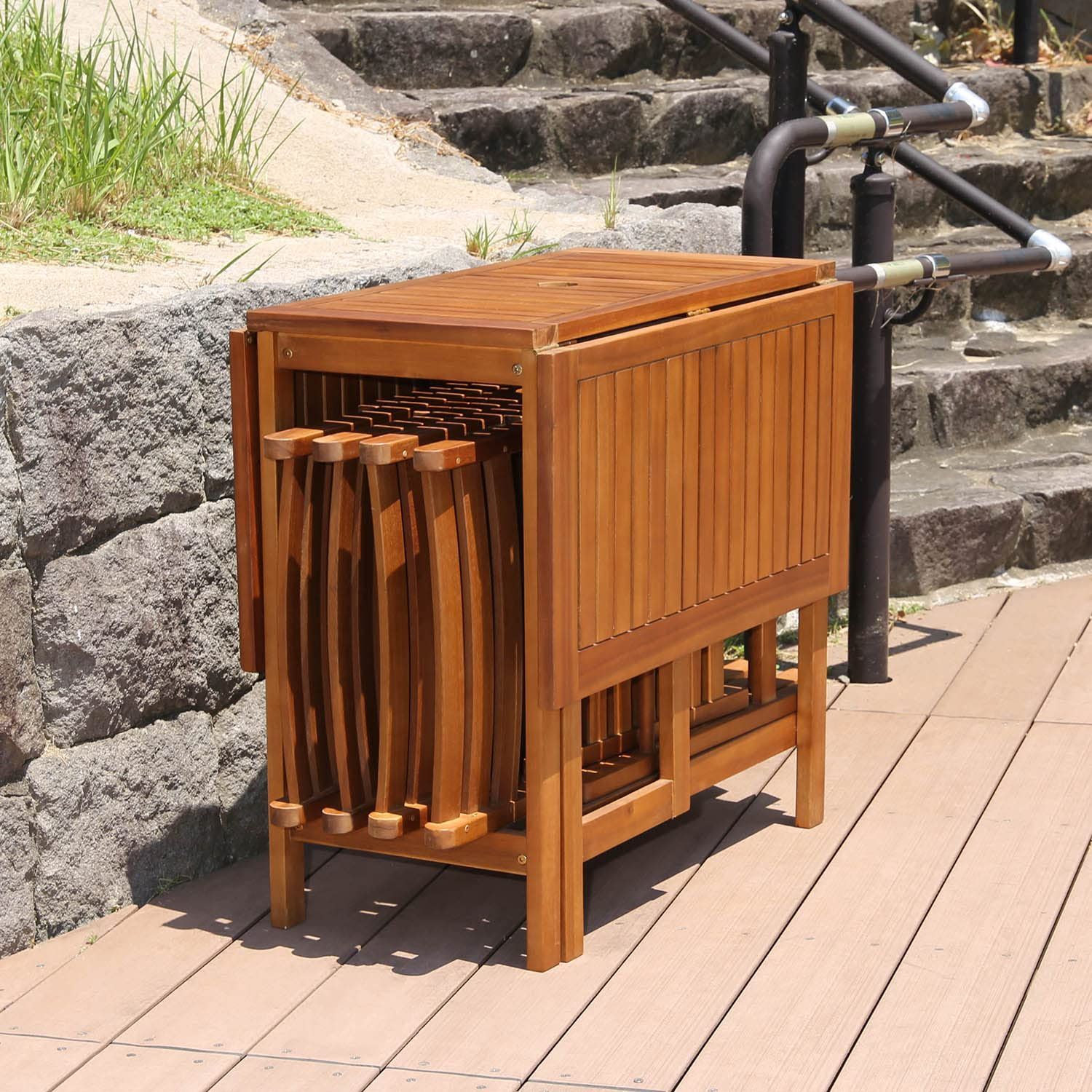 新着商品 木製 パラソルホール付き 5点セット チェア4脚 バタフライテーブル1台 折りたたみ式 85542 屋外 4人用 ガーデンテーブルセット 不二貿易 WWW_GEBZETESISAT_COM_TR