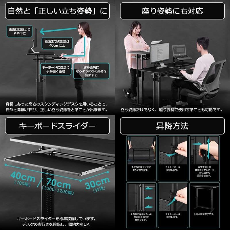 Bauhutte (バウヒュッテ) 昇降式 スタンディングデスク ホワイト (幅 