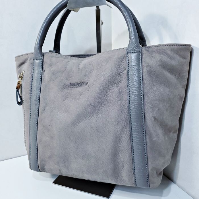 シーバイクロエ SEE BY CHLOE レザー ハンドバッグ グレー 
