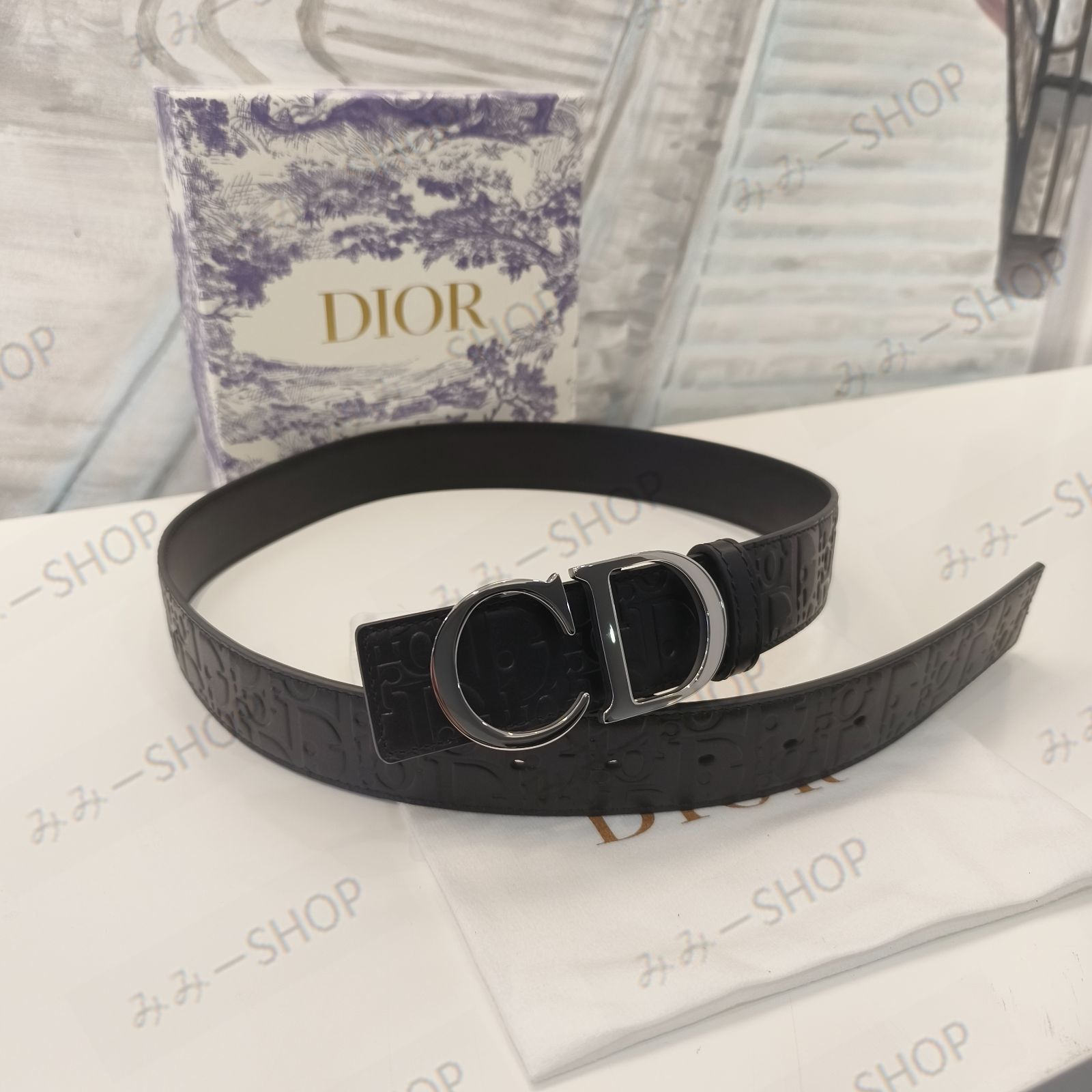 Christian Dior クリスチャンディオール ロゴ リバーシブル ベルトストラップ　ブラック