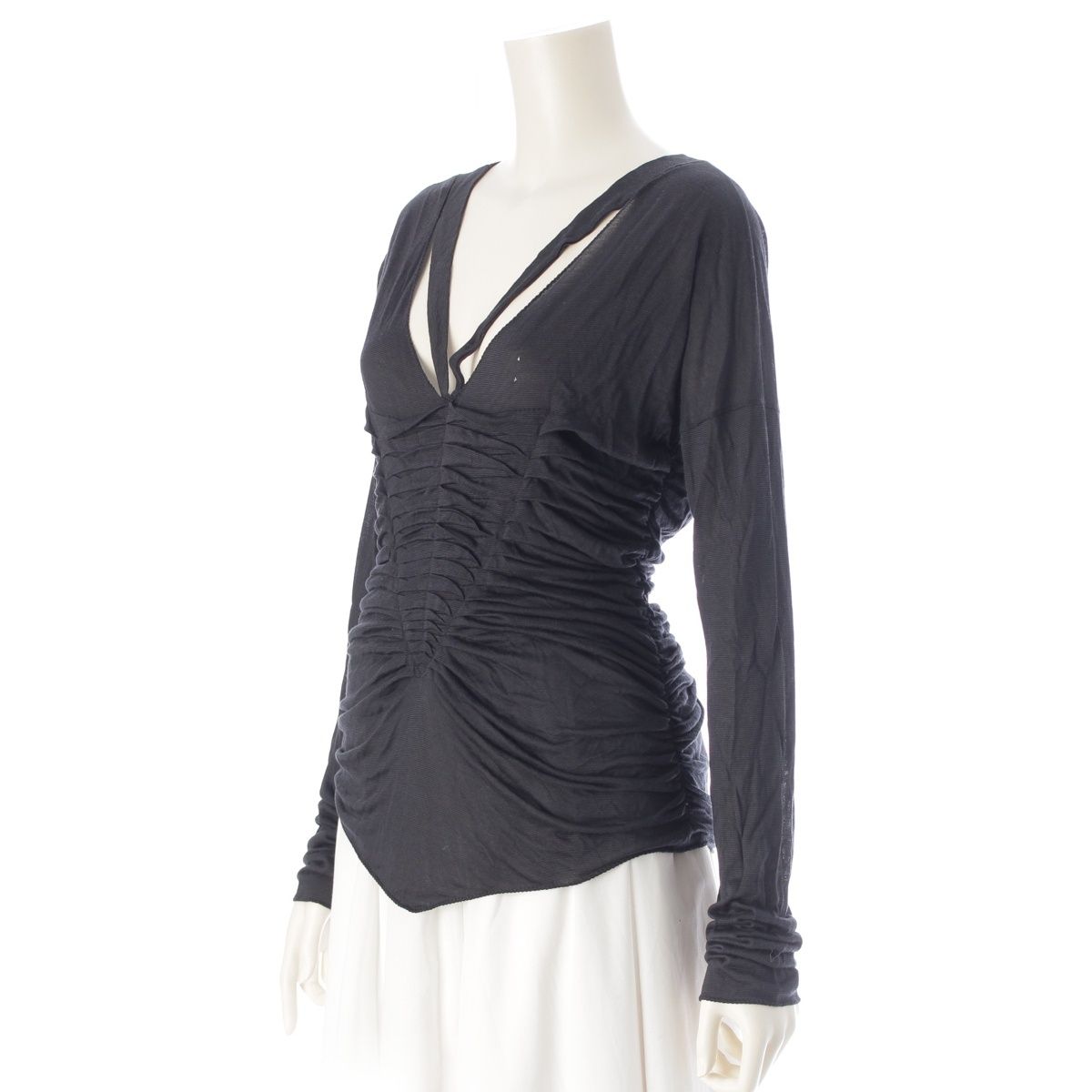 グッチ 2004年 S 春夏 コルセット ギャザー トップス ブラック M