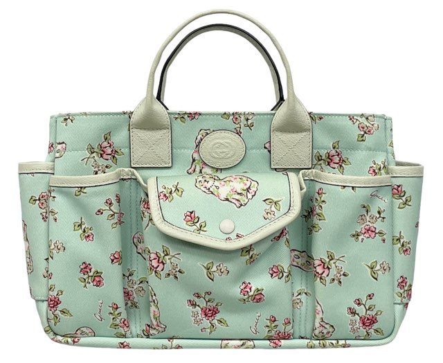 グッチ ハンドバッグ トートバッグ プリント ライトブルー 水色 レディース GG イヌ 花柄 フローラル ロゴ レザー GUCCI バッグ 628159 グッチ ハンドバッグ トートバッグ プリント ライトブルー 水色