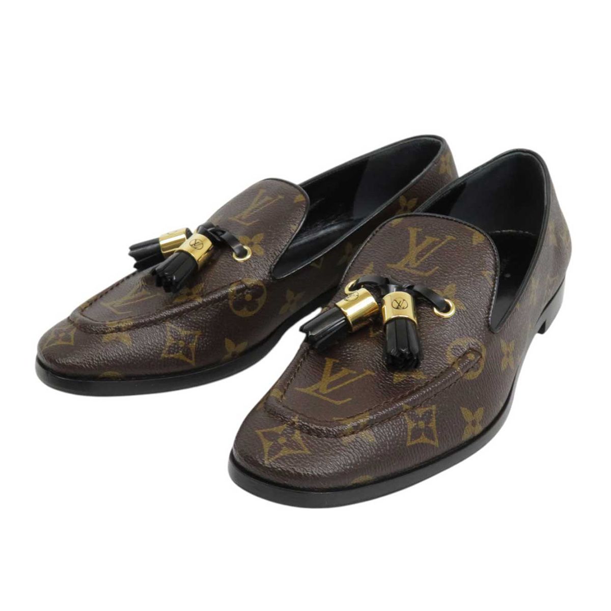 ルイヴィトン LV モノグラム タッセル レザーローファー