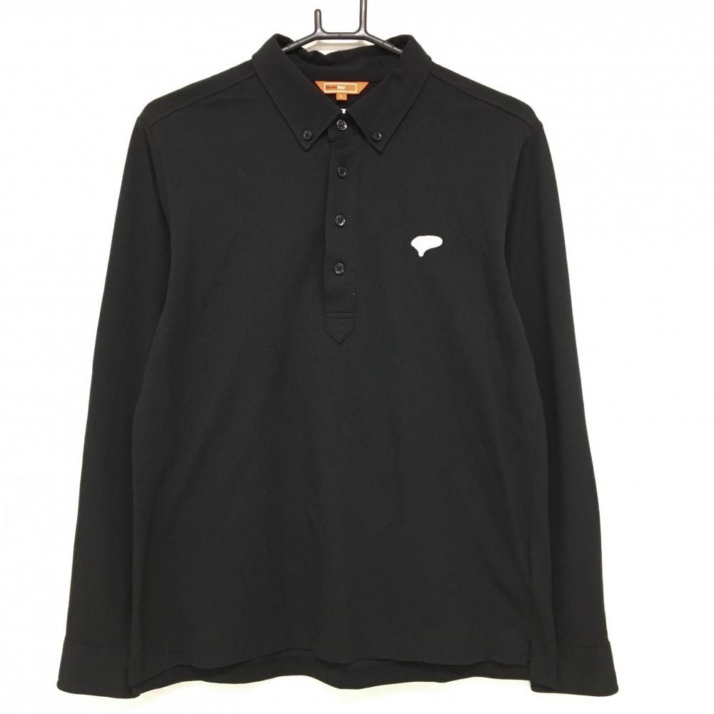 BEAMSGOLF - 【美品】ビームスゴルフ 長袖ポロシャツ 黒 胸元ロゴ ボタンダウン日本製 メンズ L ゴルフウェア BEAMS GOLF 美品】ビームスゴルフ 長袖ポロシャツ 黒 胸元ロゴ ボタンダウン