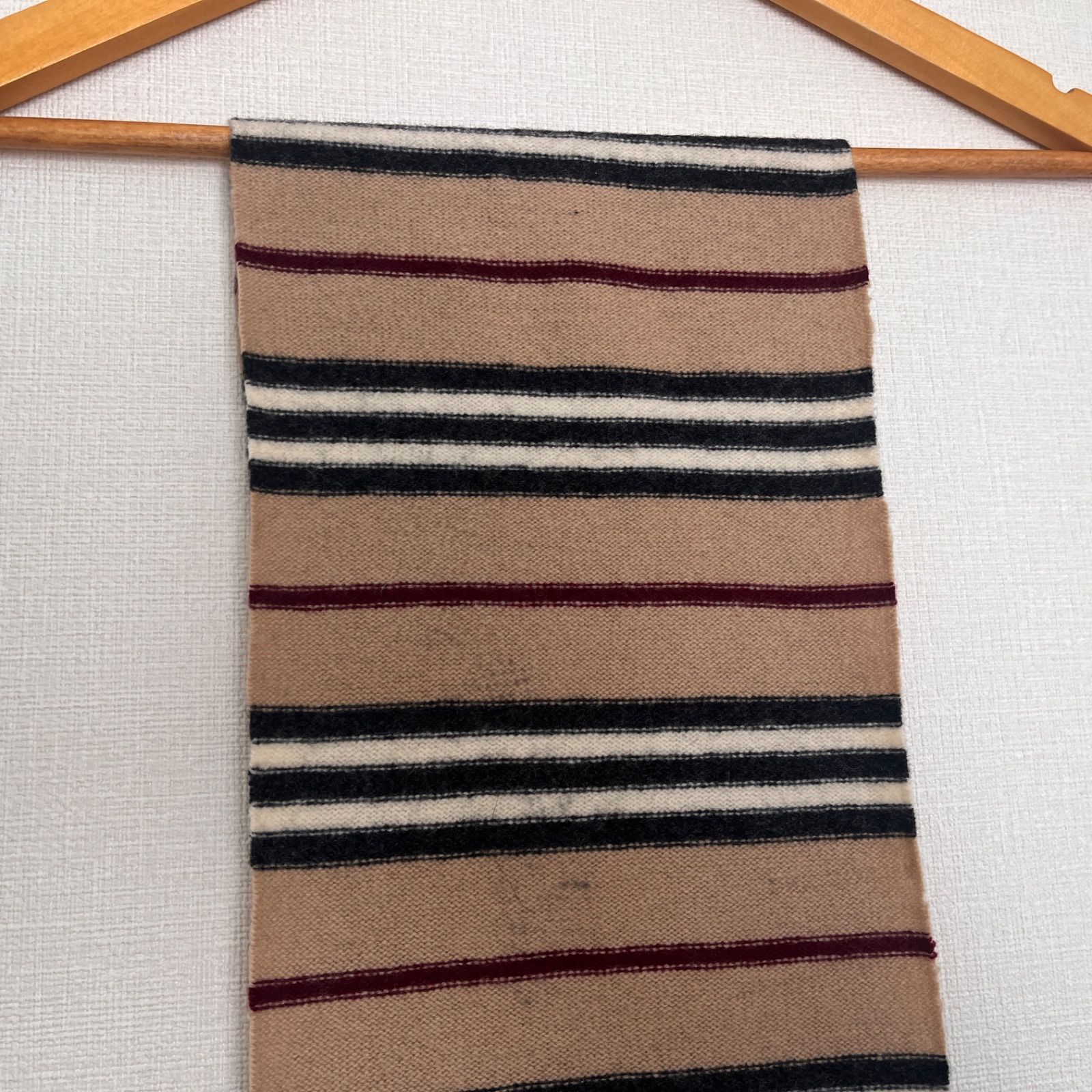 【大特価】BURBERRY  バーバリー　ボーダーマフラー　ウール　美品　最終価格　BIGセール　管理番号7