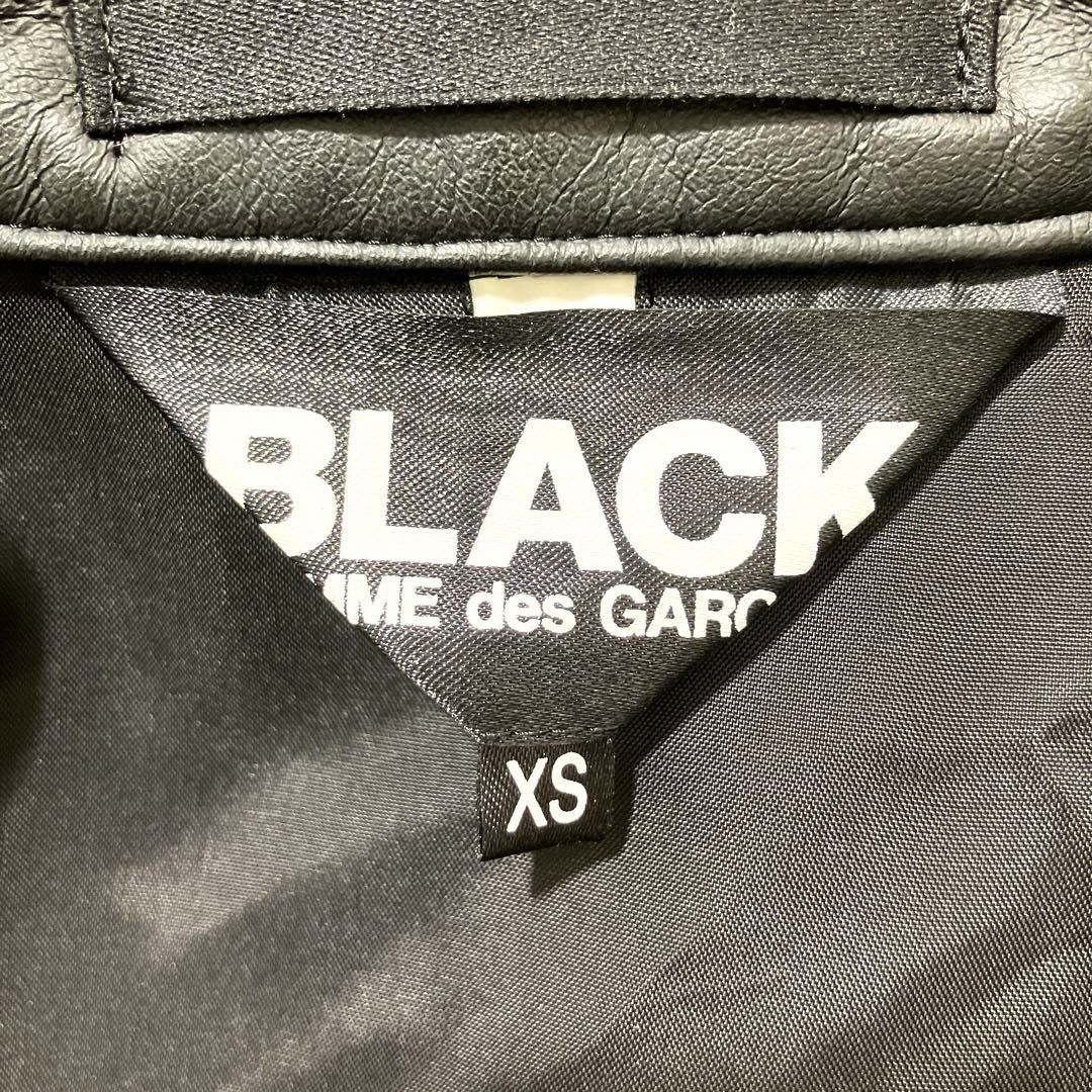 ブラック コムデギャルソン BLACK COMME des GARCONS フェイクレザー 七分袖ライダースジャケット XSサイズ 2011年