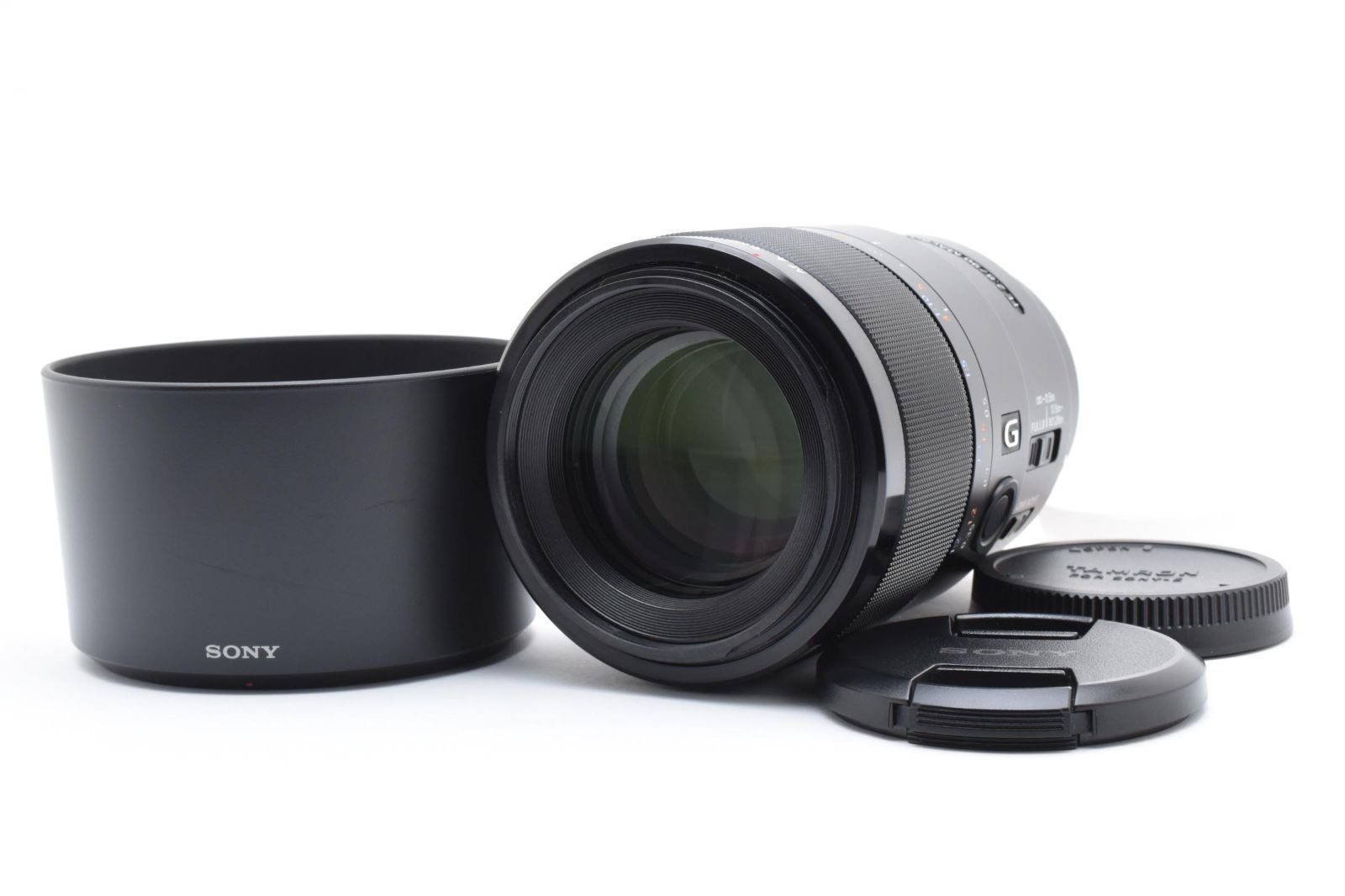 上 ソニー SONY FE 90mm F2.8 Macro G OSS SEL90M28G レンズフード キャップ付き 完動品 07P29A509187