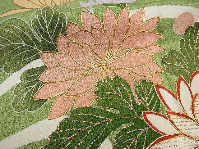 平和屋1□極上 創業460年・千總 誰が袖好み 振袖 駒刺繍 立波花束ね文 ...