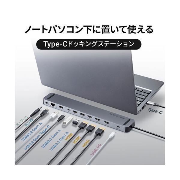 サンワサプライ USB Type-Cドッキングステーション HDMI×3画面出力対応 USB-CVDK13