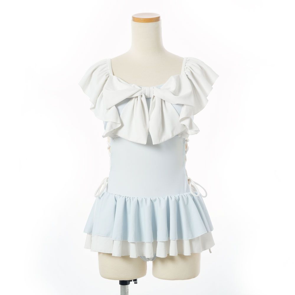 夢展望公式 [新品未使用] サイドレースアップリボン水着 [サックス