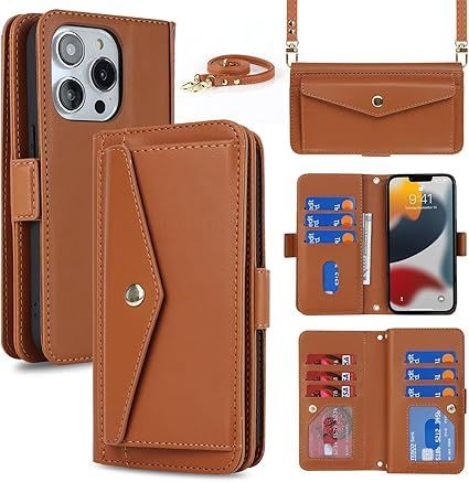 iphone13Pro ケース ショルダー 財布 カードケース 兼用 落下防止 | iPhone 13 Pro 6.1（2021）ケース 手帳型 iPhone 13 Pro スマホ 携帯 用 ケース ショルダー  クロスボディ 肩掛け 首かけ 斜めがけ ショルダー ケース 背面ポケット付き iPhone 13 Pro 財布型 iPhone 13