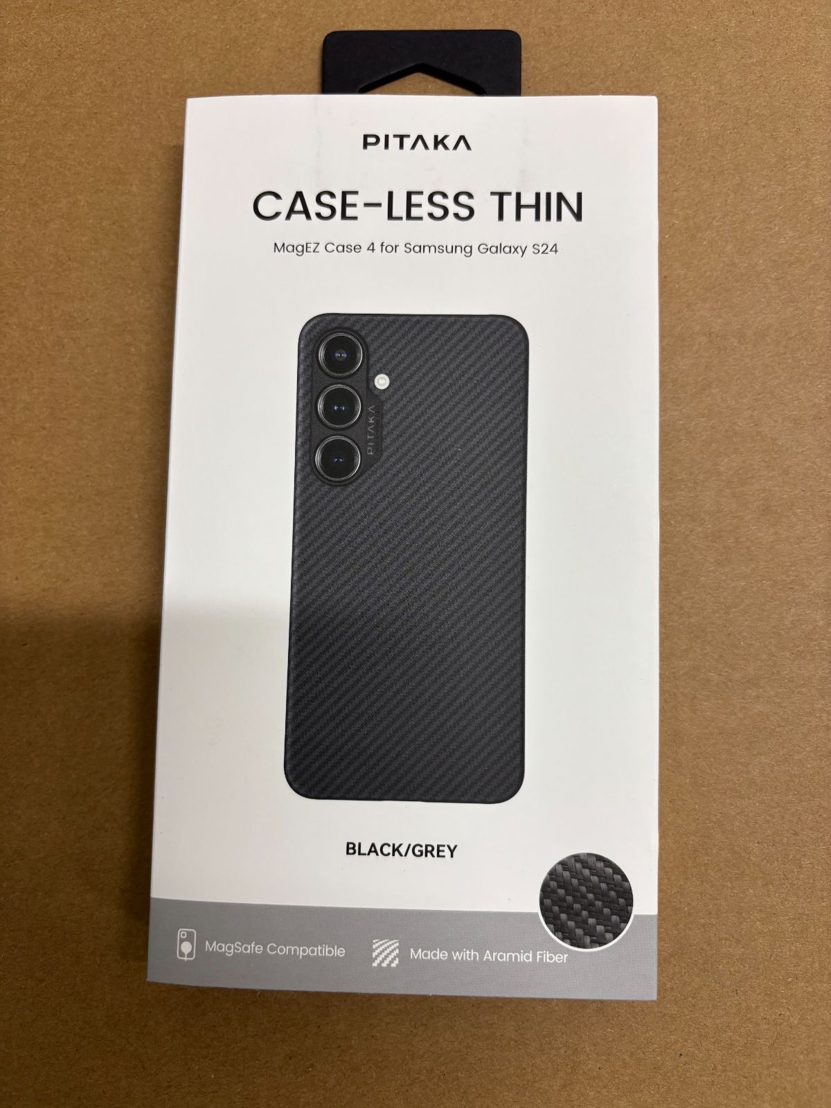 PITAKA KS2401 アラミド繊維 Galaxy S24ケース MagEZ Case 4 600D ブラックグレーツイル柄