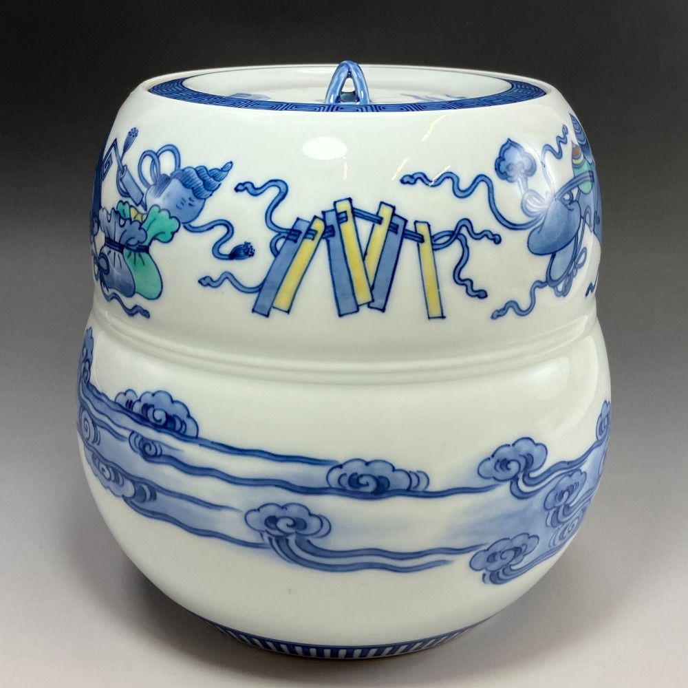 ARITA 有田焼 十二代 今泉今右衛門 作 色鍋島宝絵水指 陶磁器 _ 食器 WWW_NOITHATQUANGTHANH_NET