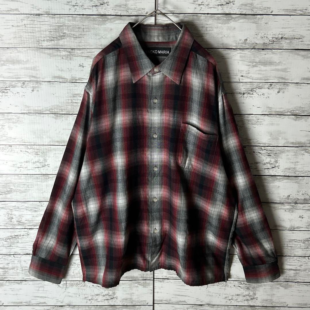03580M ワコマリア WACKO MARIA オンブレ チェック柄 オープン 長袖シャツ