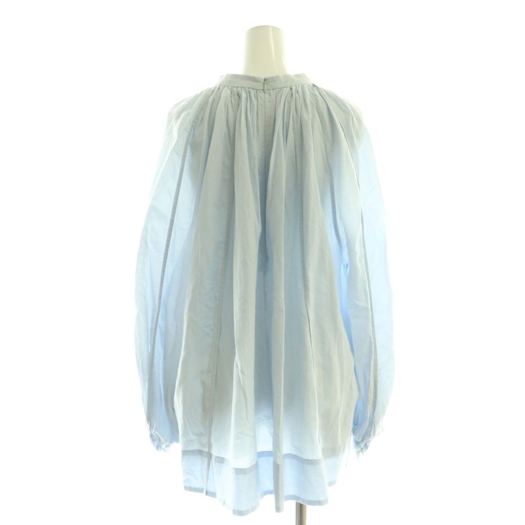 エブール ebure コットンシルク サテンブラウス シャツ プルオーバー 38 ライトブルー DF OS SH