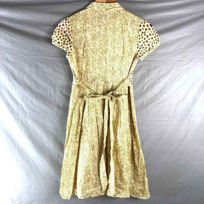 トッカ TOCCA ワンピース 半袖 ウエストリボン付き 柄模様 膝丈