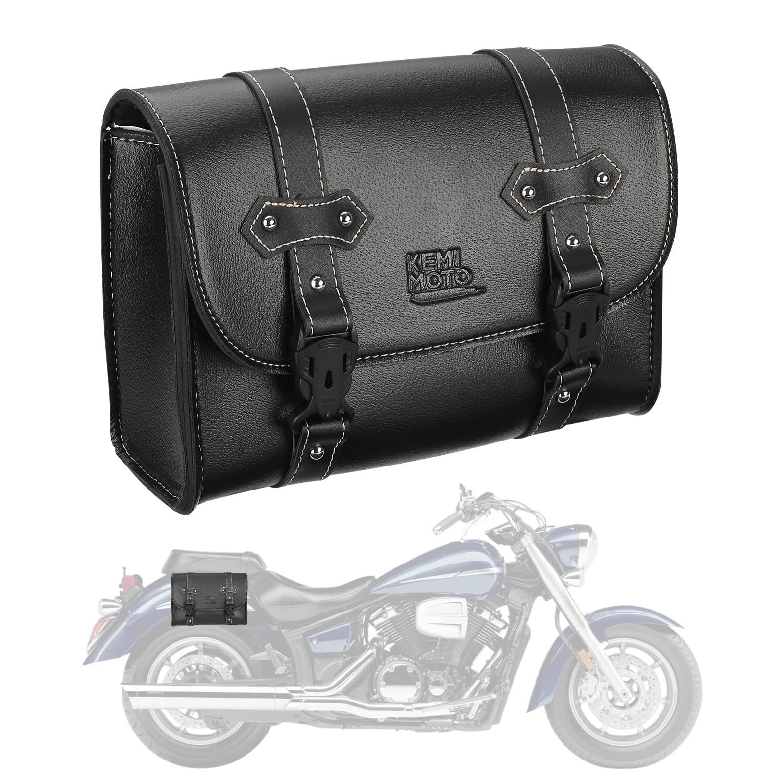 【迅速発送】KEMIMOTO バイク サイドバッグ 小物入れ バイク バイク ツールバッグ 汎用バッグ 工具入れ バイク 高級レザー ブラック