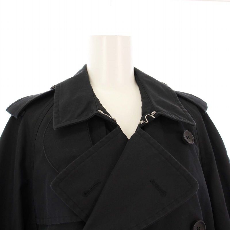 2XL 44 GUCCI グッチ トレンチコート 裏地ロゴ柄 ブラック ロング