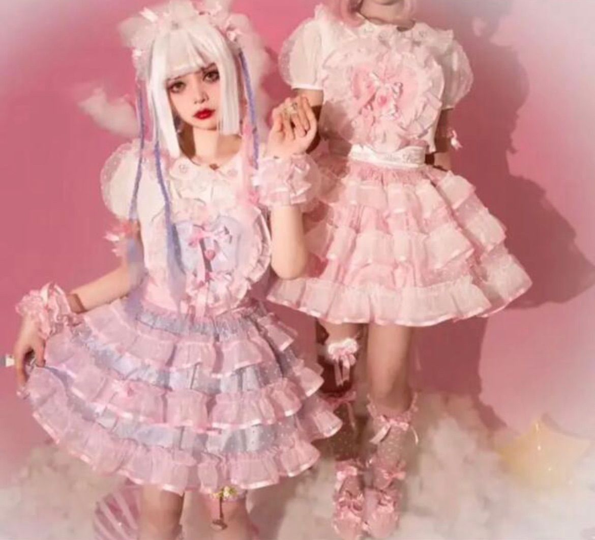 アイドル衣装 ピンク ラメ 星 ビジュー 可愛い ロリータ 魔法少女 - 衣装