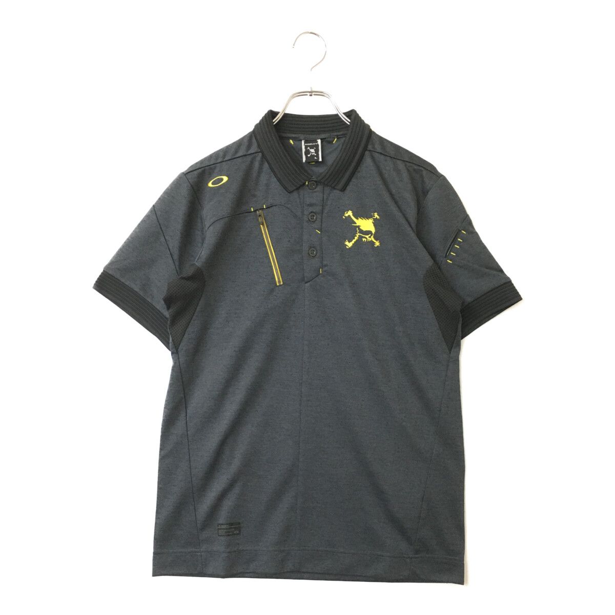 未使用級　オークリー　L 半袖　ポロシャツ　13SS　ロゴ刺繍　ボタンダウン　黒 OAKLEY オークリーメンズ半袖ポロシャツ L 中古 メンズ オークリー
