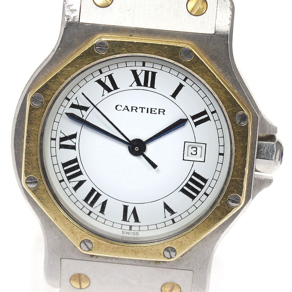 【ジャンク品】腕時計 Cartier サントスオクタゴン カルティエ CARTIER サントスオクタゴンMM デイト 自動巻き