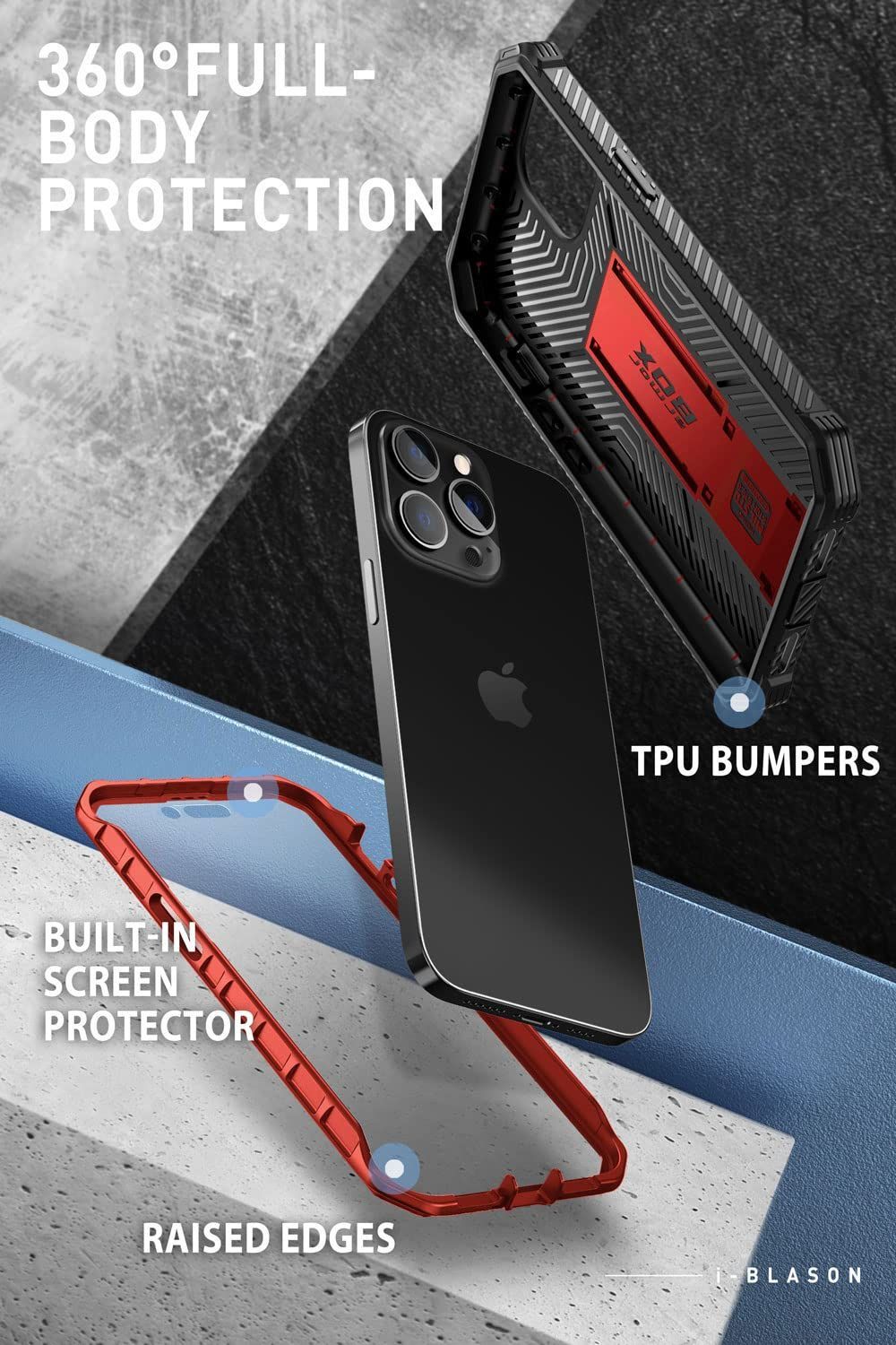 人気の iPhone14Pro ケース 6.1インチ 全面保護 耐衝撃性 米軍事取得 ケースと液晶保護フィルム一体型 防塵 腰かけクリップ付き  スポーツ Armorboxシリーズ 色: 赤い サイズ: iPhone14Pro その他
