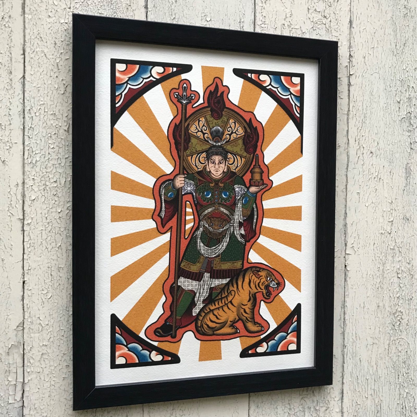 尾九 開運イラスト 七福神 毘沙門天 A4サイズ フレーム付き - メルカリ