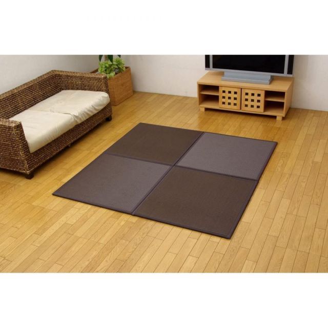 イケヒコ い草ラグ 置き畳 ユニット畳 PP 軽量タイプ スカッシュ ブラウン 82×82×1.7cm 9枚1セット