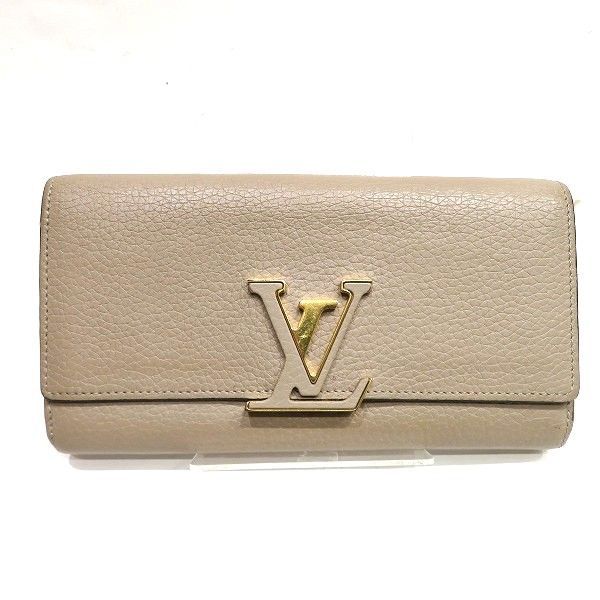 ルイヴィトン Louis Vuitton ポルトフォイユ カプシーヌ M61249 ベージュ 長財布 2つ折り財布 レディース