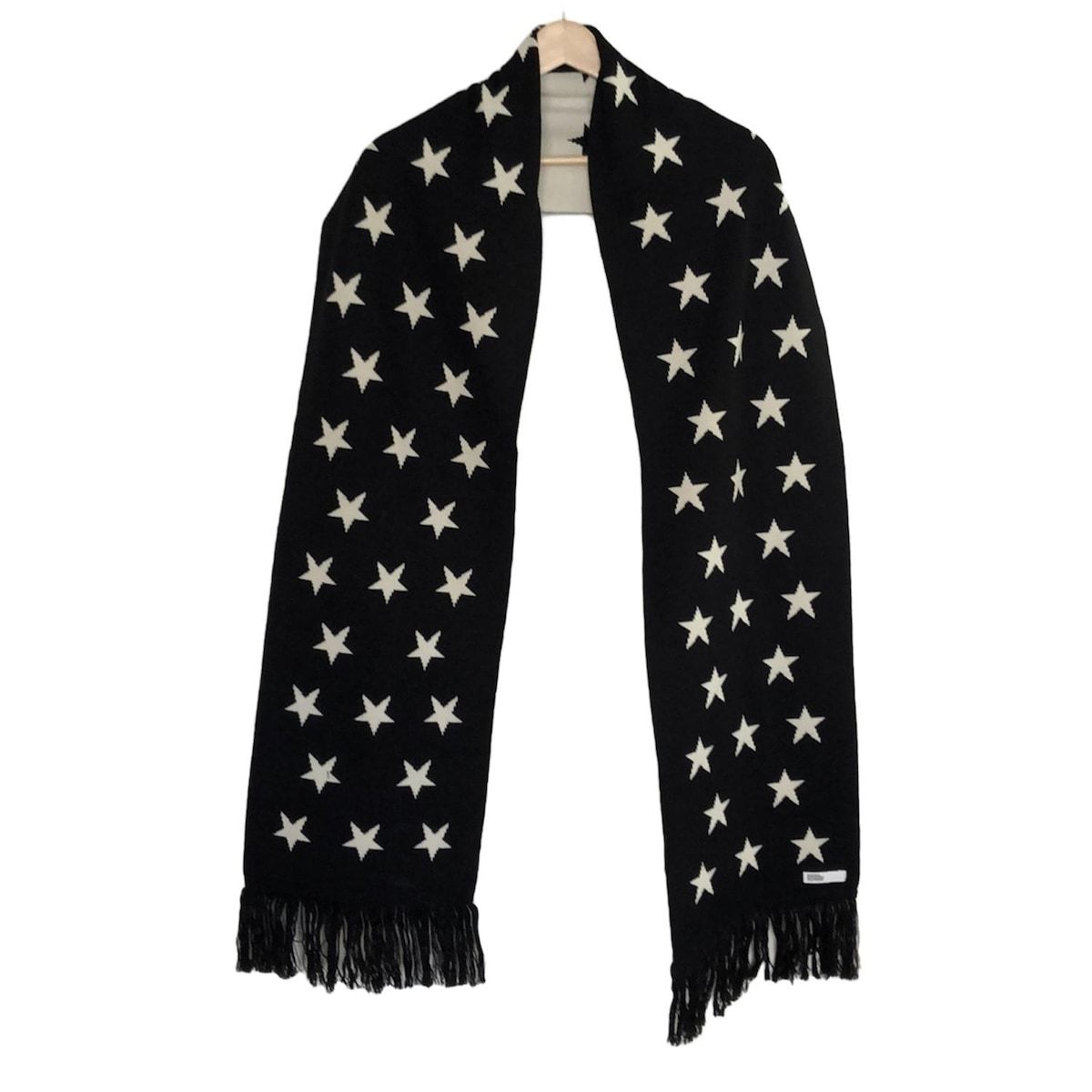 DOUBLE STANDARD CLOTHING ダブル クロージング マフラー - 黒×白 スター 星 ウール