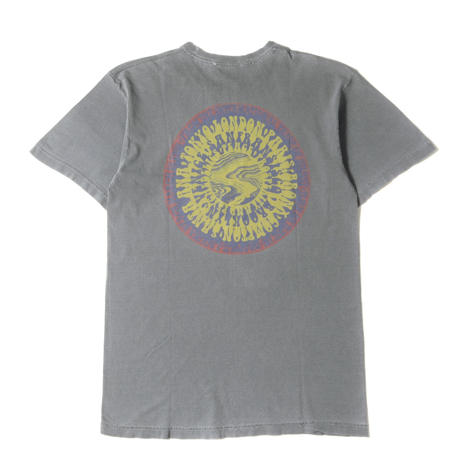 STUSSY ステューシー Tシャツ サイズ:M ピグメントダイ加工 グラフィック クルーネック 半袖Tシャツ ブラック 黒 トップス カットソー【メンズ】