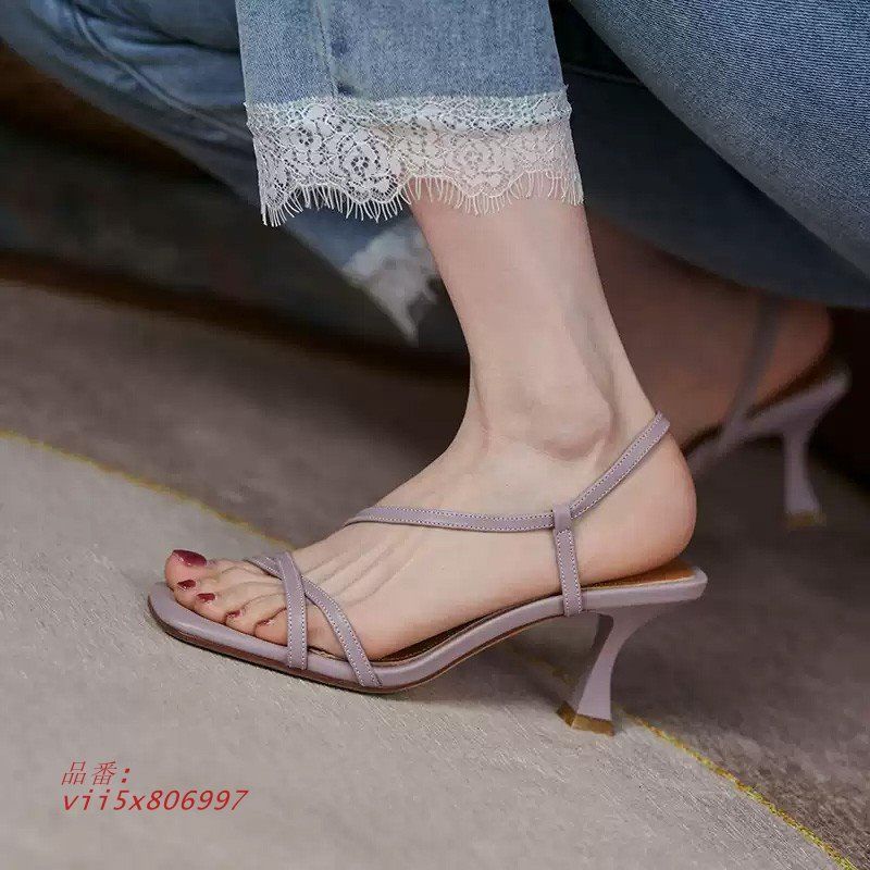 ストラップサンダル 華奢サンダル 細ストラップ レディース 美脚 春夏 シンプル ホワイト米 パープル きれいめ レディースサンダル 大人 vii5x806997 KIN-KAAI_COM