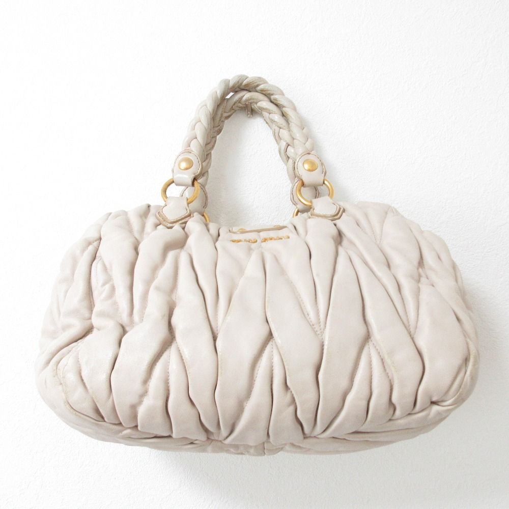 【高級レザー❗️】miumiu マテラッセ ハンドバッグ アイボリーレザー miu ミュウミュウ ショルダーバッグ マテラッセレザー