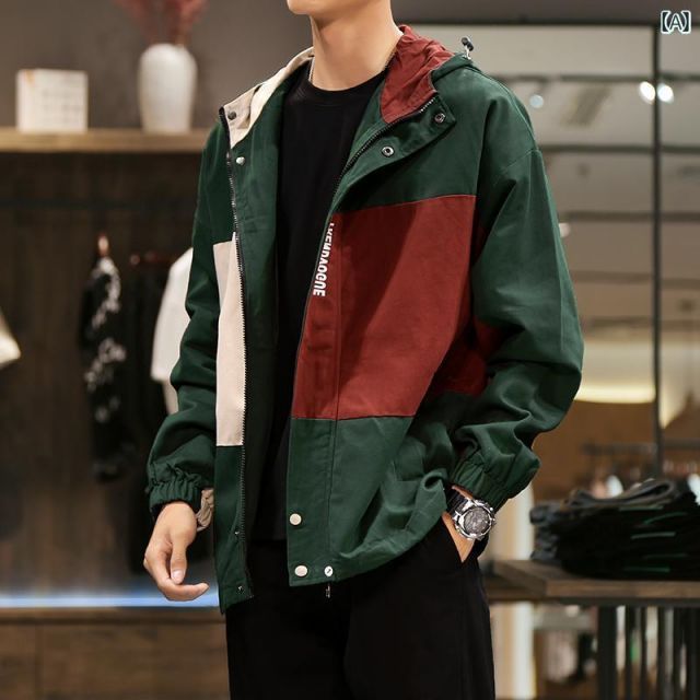 [L]メンズ  服 シンプル ファッション オシャレ 大人 かっこいい 大きいサイズ ストリート 紳士服 ワークジャケット 春秋 アメリカン フード ウインドブレーカー ジャケット
