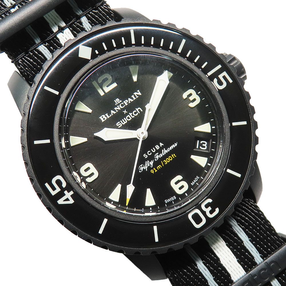 名古屋 ブランパン スウォッチ スクーバ フィフティファゾムス OCEAN OF STORMS 自動巻 腕時計