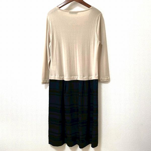 wnc ネミカ バイ レリアン NEMIKA by Leilian ワンピース 11 黒 ドッキング 切替 異素材 ビジュー コサージュ付き レディース 952300