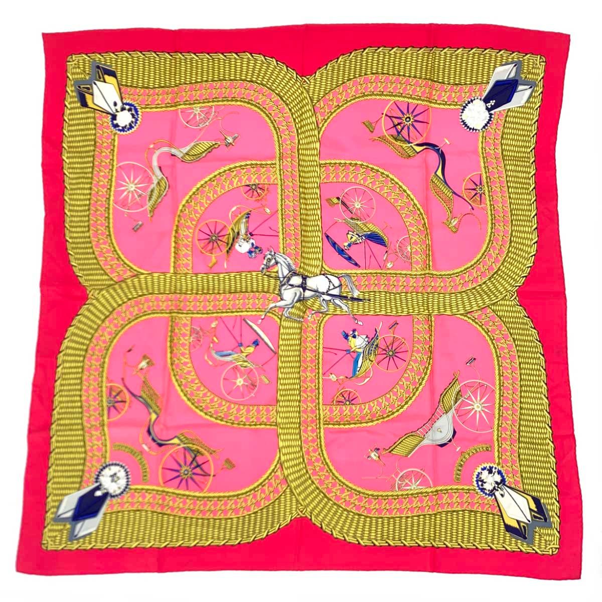 HERMES エルメス カレ90 voitures paniers スカーフ ピンク