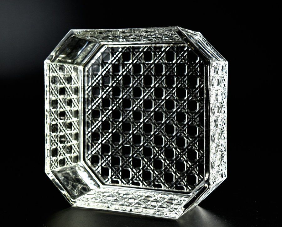 蔵A5208a2 ガラス 籠目紋 四方向付 角鉢 段重 九客 WWW_IBETON_RU